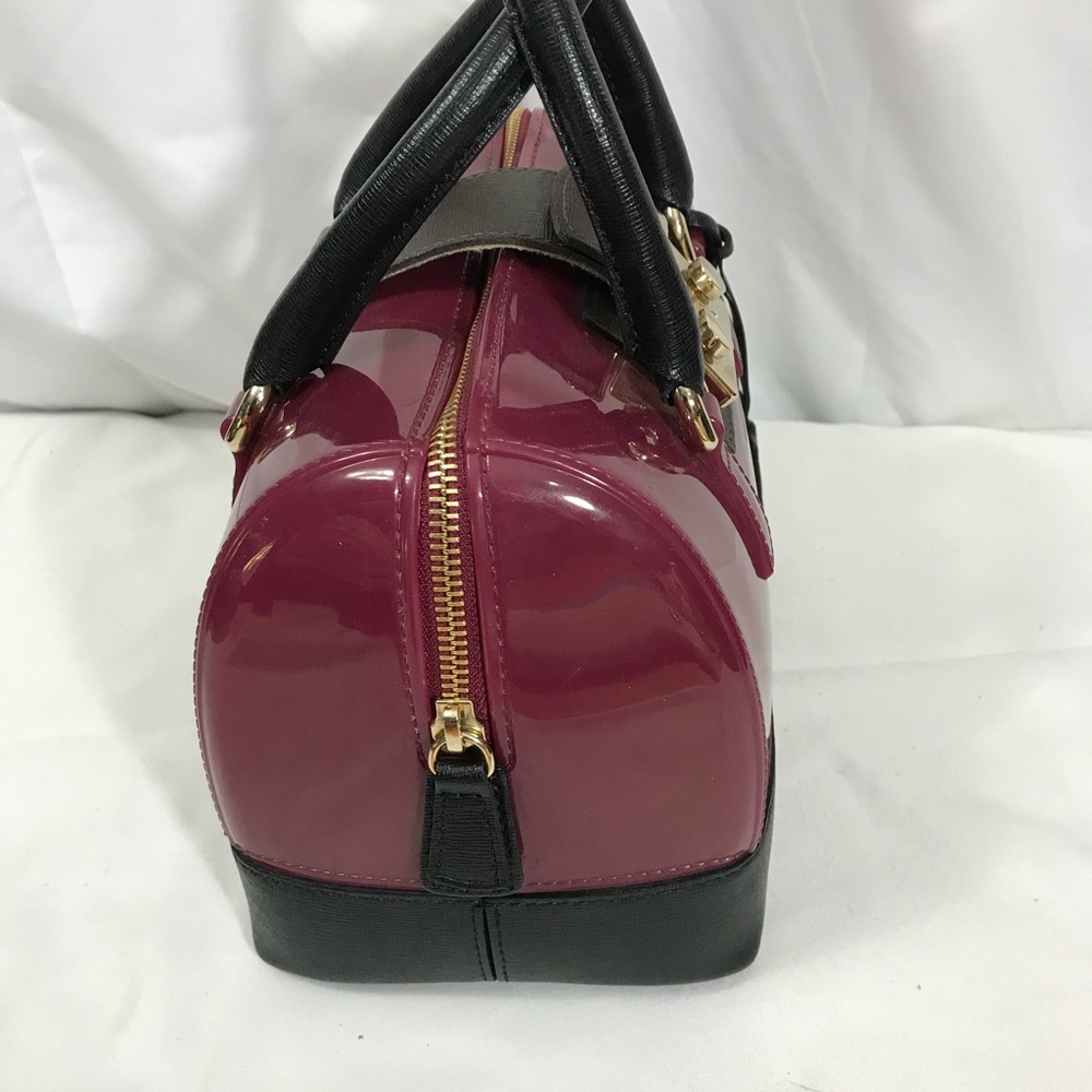 Furla Jelly Boston Bag in Plum and Black Handbag Satchel EUC - Picture 4 of 8